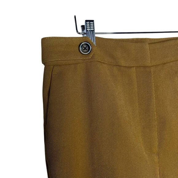 New Ann Taylor 12P Mustard Brown High Rise Textured Wide Leg Trouser Pants Work - Picture 5 of 10